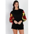 thumbnail image 1 of Black & Satin Effect Red & Lime Floral Print Hooded Top & Short Set, 1 of 5