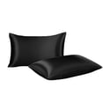 thumbnail image 1 of Black Satin Pillowcase with Cooling Technology, Smooth Feel, Easy Wash, Wrinkle-Free, Set of 2, Standard Size 20x30 Inches, for Luxury Sleep, 1 of 7