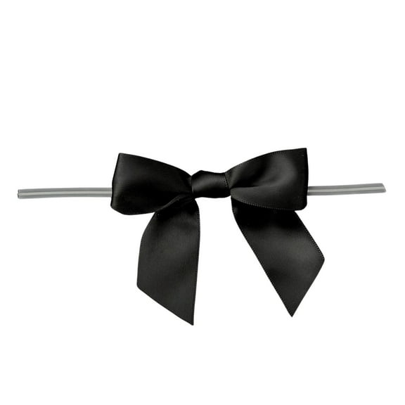 Black Satin Pre-tied Decorative Bows - 3" wide, Set of 10, Funeral, Mourning, Support, Awareness Gift Ribbons