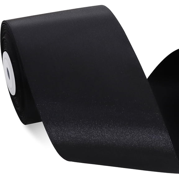 Black Satin Ribbon 3 Inch X 25yds Solid Silk Ribbons for Gift Wrapping, Craft, Floral Bouquets, Valentine's Day Christmas Gift Wrapping, Party Wedding Decoration,Halloween