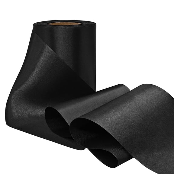 THEGLY Black Satin Ribbon 4 Inch 25 Yards Fabric Large Silk Ribbon for Gift Wrapping Opening Chair Sash Table Hair Car Bows Sewing Craft