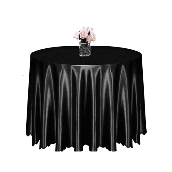 Black Satin Round Table Cloths 90 Inch, Overlay Round Table Cover, Silky Satin Dining Tablecloth for Wedding Buffet Parties Banquet Decoration