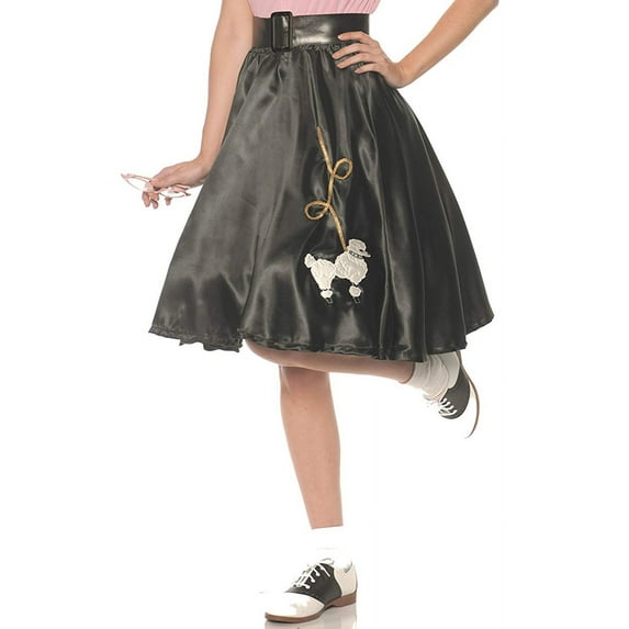 Women's 50s Black Satin Poodle Skirt Costume Small 4-6