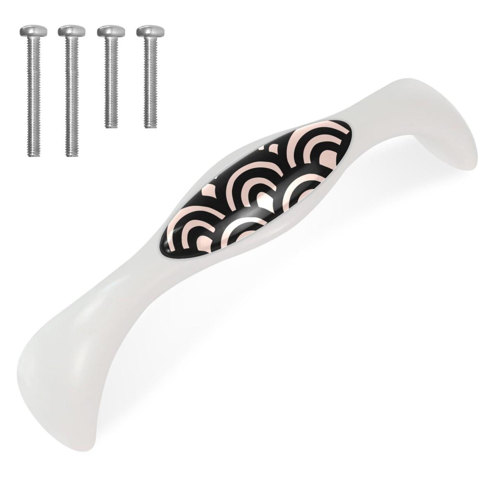 Black Scale Geometric Knob 4 Pack Arched Drawer Pulls Crystal Glass