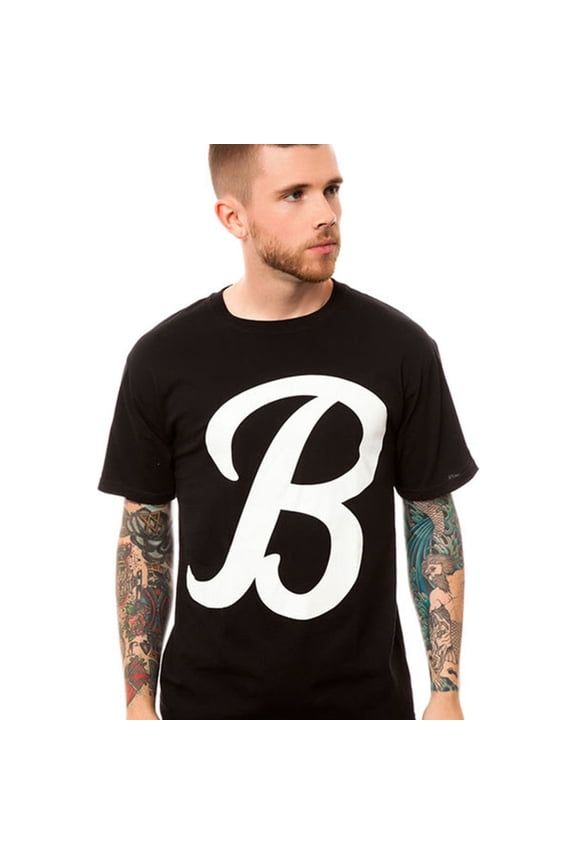 Mens The Big B Script Logo Graphic T-Shirt, Black, Small