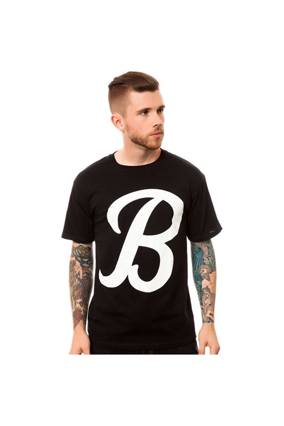 Mens The Big B Script Logo Graphic T-Shirt, Black, Small