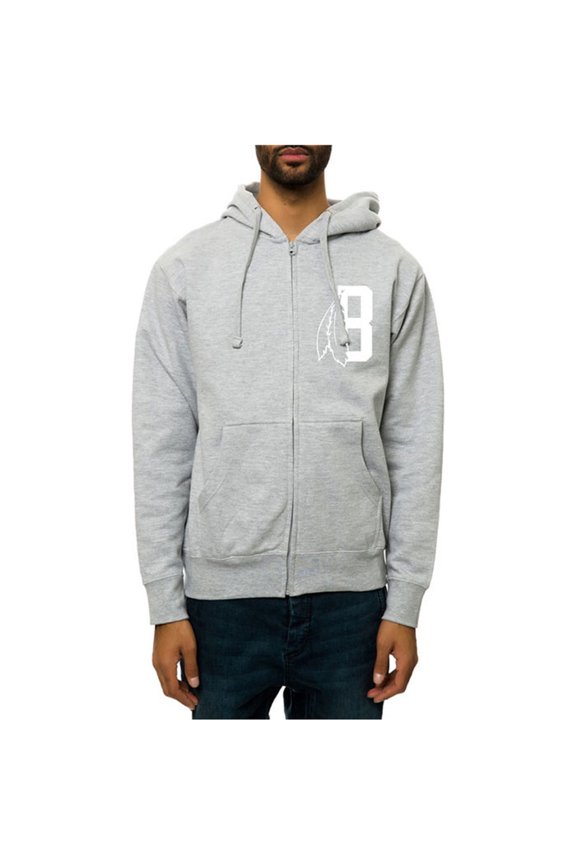 Mens The Feather B Logo FZ Hoodie Sweatshirt, Grey, Small