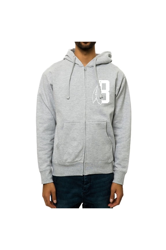 Mens The Feather B Logo FZ Hoodie Sweatshirt, Grey, Small