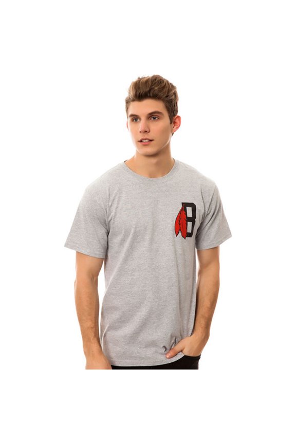 Mens The Feather B Logo Graphic T-Shirt, Grey, Small