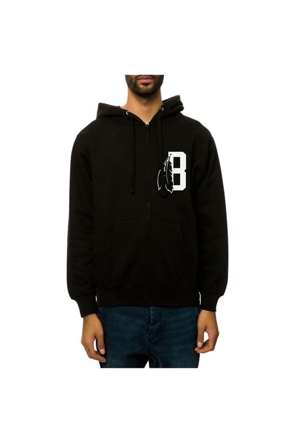 Mens The Feather B Logo Hoodie Sweatshirt, Black, Small