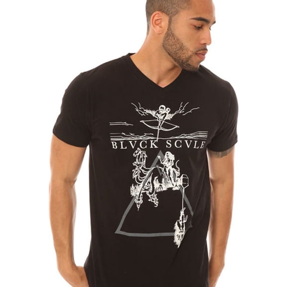 Black Scale Mens The Ninth Gate V Neck Graphic T-Shirt, Black, Small