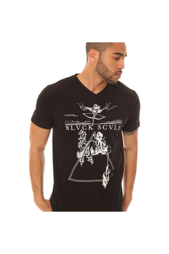 Mens The Ninth Gate V Neck Graphic T-Shirt, Black, Small