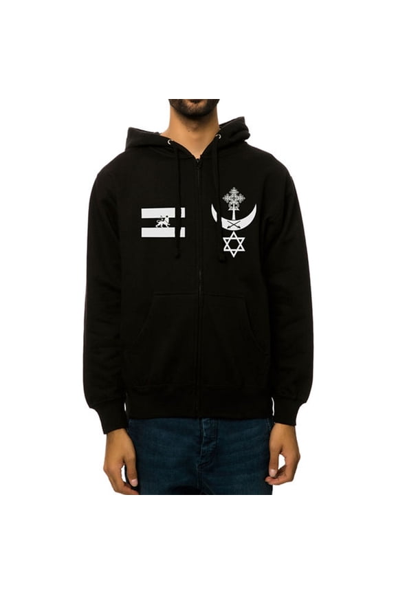 Mens The Warrior Blvck Zip Up Hoodie Sweatshirt, Black, X-Large