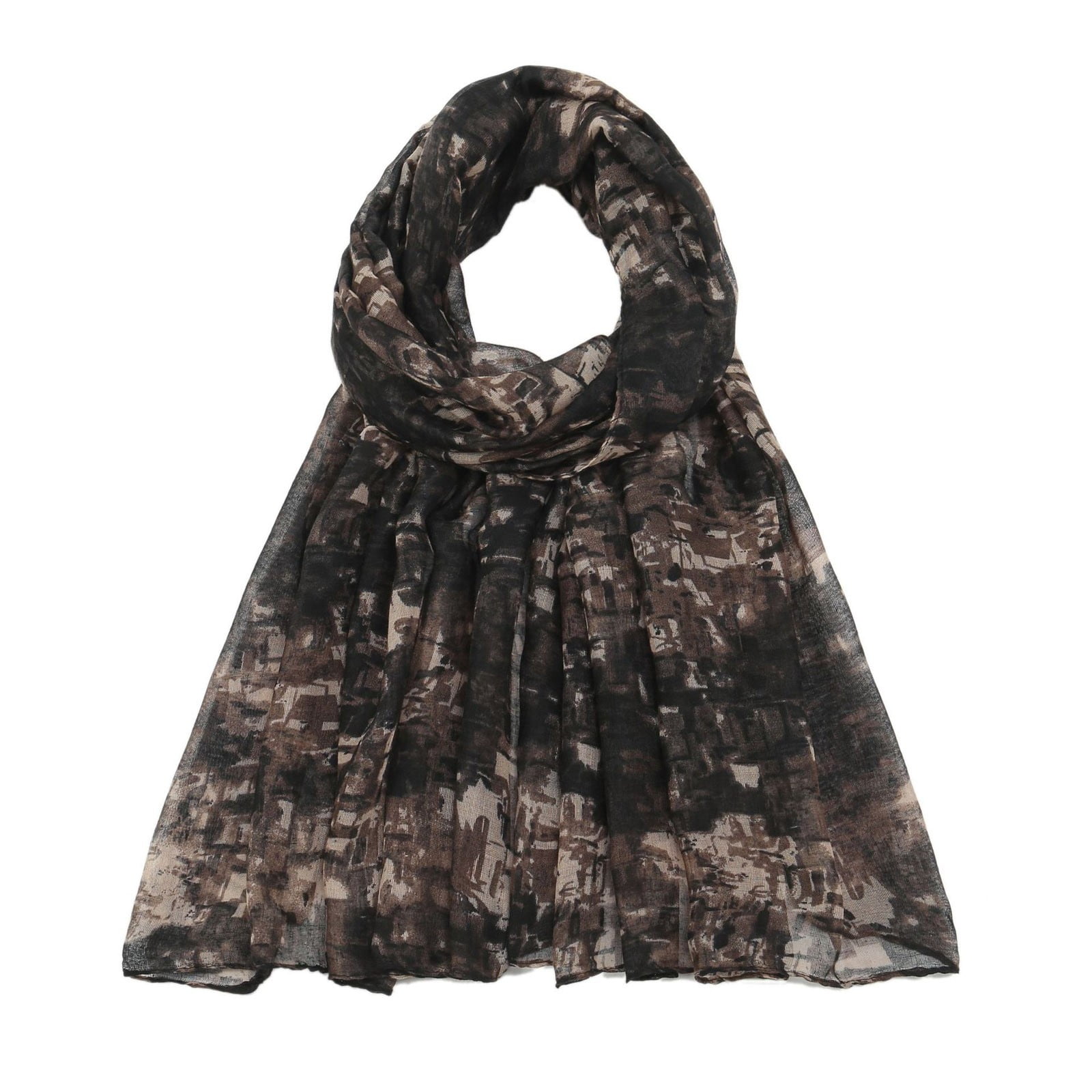 Black Scarf Women Fashion Print Chiffon Square Head Scarf Lightweight ...