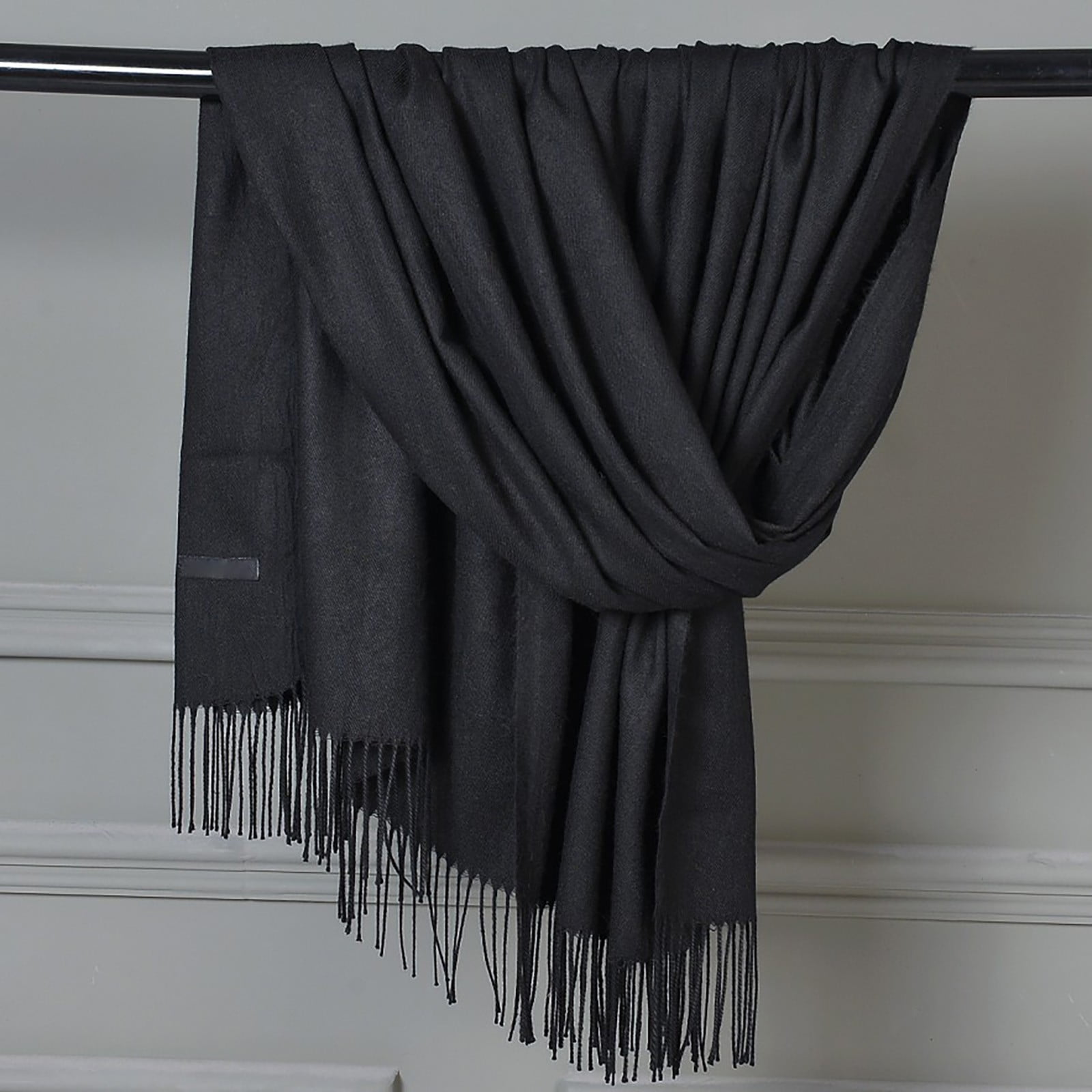 Black Scarf Women Pashmina Scarf Soft Solid Plain Shawl Wrap Fashion ...