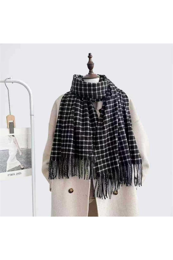Black Scarfs Scarf Ladies' Autumn and Winter Style Long Length Thickened Warm Purpose Shawl and Warm Scarf