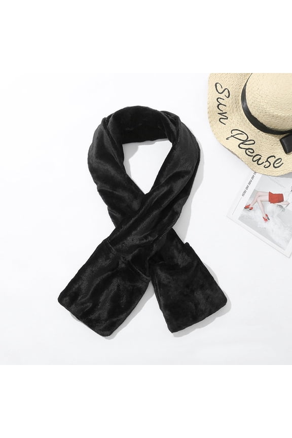 Black Scarfs Scarf USB Heated Shawl, Warm Electric Throws Flannel Blanket Heating Cushion Scarf