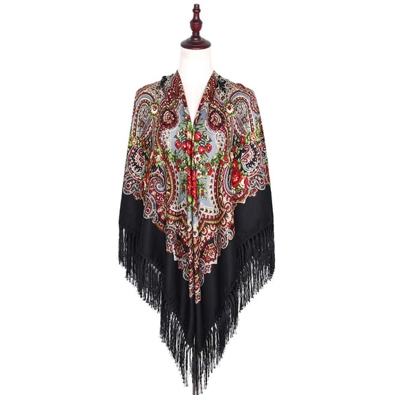 Black Scarfs Scarf Women Fashion Bohemian Scarf Ethnic Style Tie Tassel Scarf Prevents In Cape Large Scarf