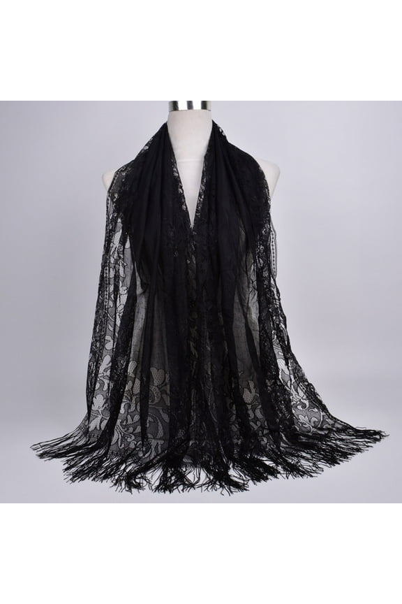Black Scarfs Scarf Women Lace Hijab Scarf Long Hijabs Scarves Muslim Scarf Hijab Hijab Shawl