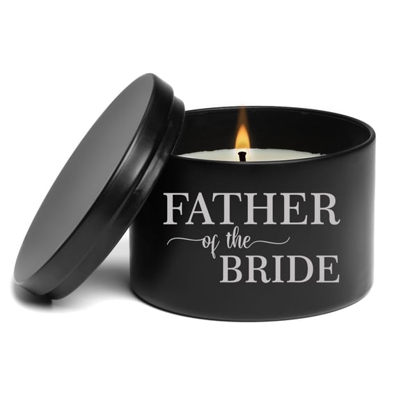 Black Scented Candle Gift 8oz with Lid Father of The Bride (Vanilla)