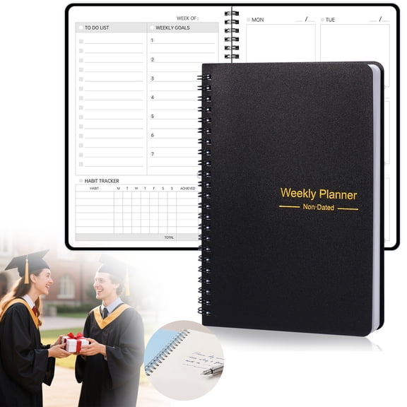 Black Schedule and Weekly Plan by Dusknt Academic Planner 2026 2027 Weekly Monthly Planner Gradution Season Daily and Weekly Plans Record a Wonderful Life