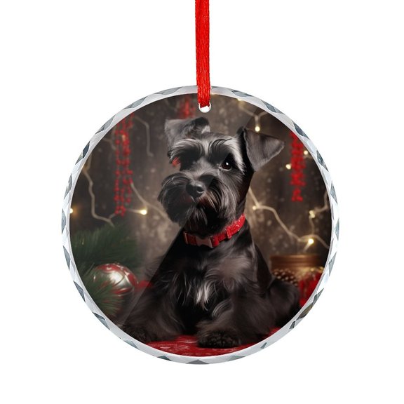 Black Schnauzer Dog Christmas Crystal Glass Christmas Ornament Hanging Ornaments for Holiday Decoration Pet Dog Lover Gift Crystal Ornament 2025