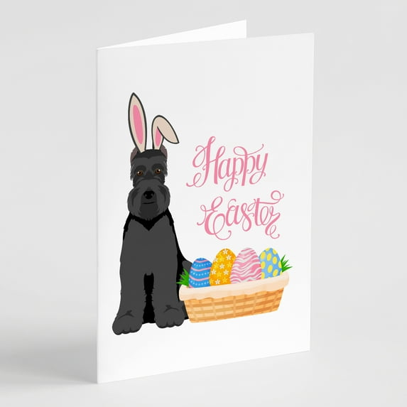 Black Schnauzer Easter Greeting Cards and Envelopes Pack of 8 7 in x 5 in
