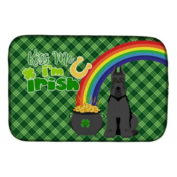 Black Schnauzer St. Patricks Day Dish Drying Mat
