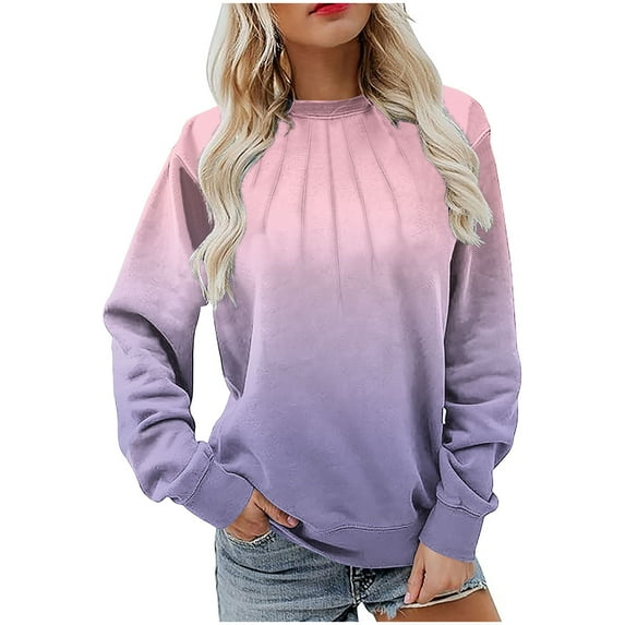 Pohista Crewneck Sweatshirts Women Plain Shirts Long Sleeve Shirts Casual Loose Women's Blouses My Items
