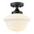 Black Schoolhouse Ceiling Light Fixture with Milk Glass Shade