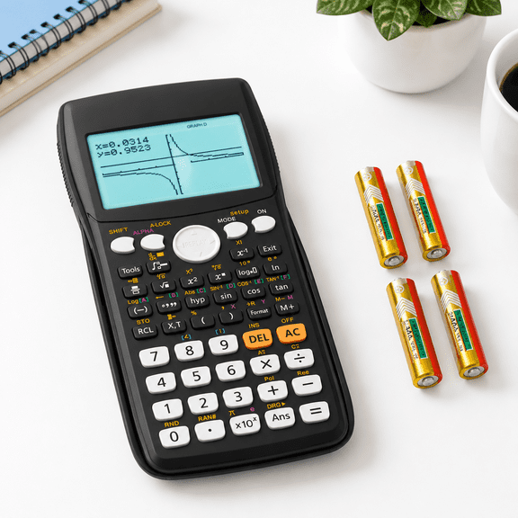 Black Scientific Graphing Calculator with 10 Calculation Modes for School and Office Use