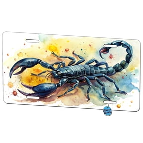 Black Scorpion Watercolor Metal Novelty License Plate