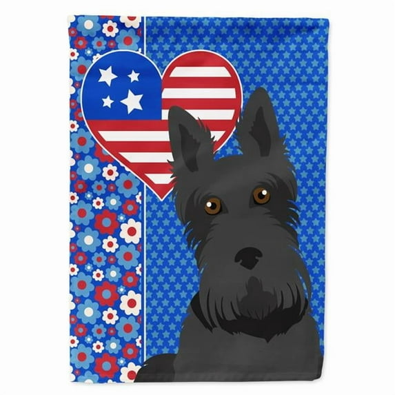 Black Scottish Terrier USA American Flag Canvas House Size 28 in x 40 in