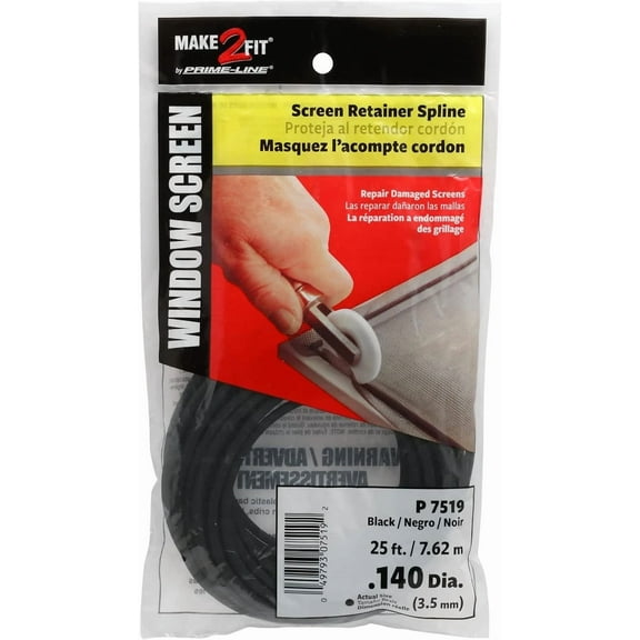 Black Screen Retainer Spline 0.14 Inch Vinyl 25Ft Roll For Window Screens
