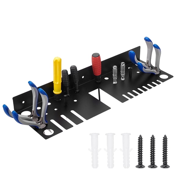 Black Screwdriver Organizer Pliers Rack Metal Hammer Holder Wall Mount Tool Storage DIY