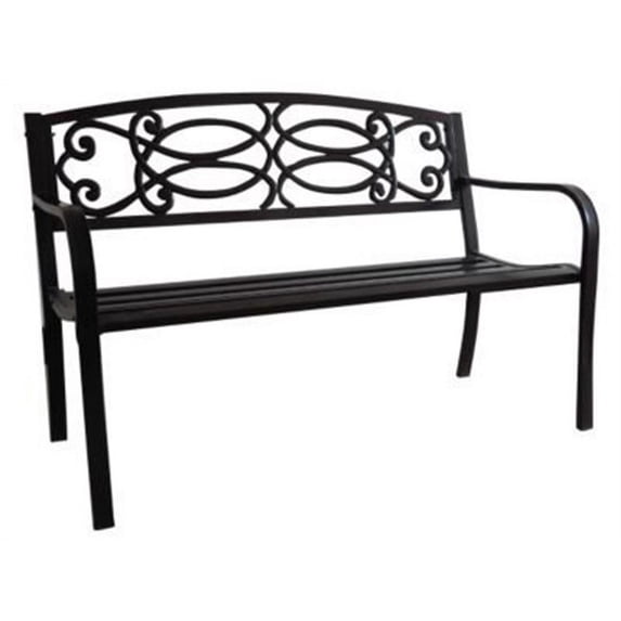 Black Scroll Garden Bench 49.2"L X 23.6"D X 33.46"H -