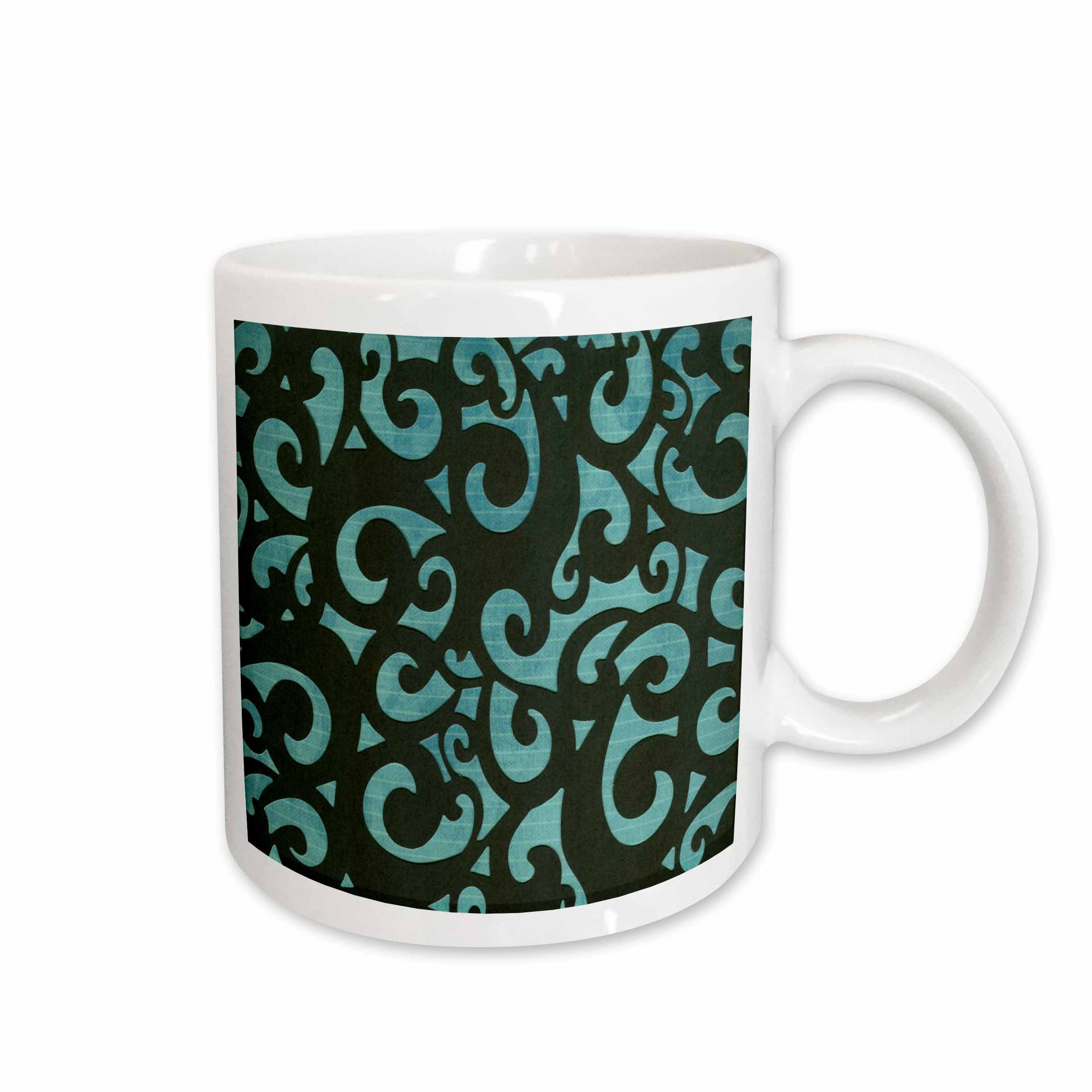 Black Scrolls On Turquoise 15oz Mug mug-37203-2 - Walmart.com