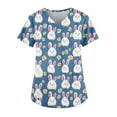 thumbnail image 1 of Black Scrub For Women，Womens Scrub Tops Cute Easter Print V Neck Short Sleeve Shirts Stretch Nurse Uniform Medical Scrubs with Pockets，Sky Blue，L, 1 of 5
