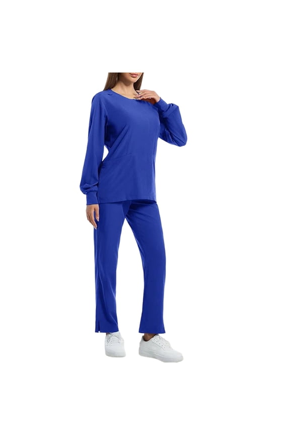 Black Scrub Pants Woman,Petite Soft Quality Knit Stretch Fabric Scrubs Set for Women,Scrub Tops and Pants,Static Free - Royal Blue - M