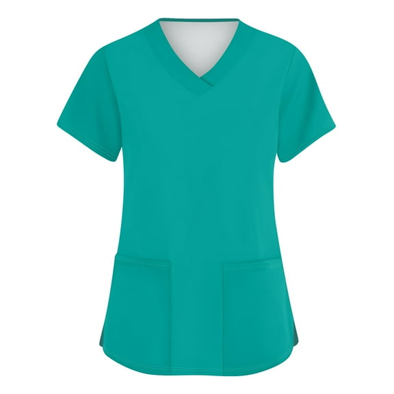 Black Scrub for Women,V-Neck Scrub Top with Solid Color - 3-Pocket Healthcare Uniform Tops for Women - Turquoise - XXXL