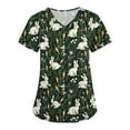 thumbnail image 1 of Black Scrubs For Women，Womens Scrub Tops - Short Sleeve V-Neck Easter Printed Scrub Top Women Uniform Shirts with Side Pockets，Army Green，XXXXXL, 1 of 4
