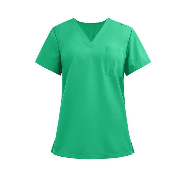 Womens Scrubs, Ladies' Lightweight Solid Color V Neck Pocket Side Slit Short Sleeved T Shirt July 4Th Shirts Women Of Shirts Fourth Outfit Red Tank Top Tank (XL, Green) ZMTing