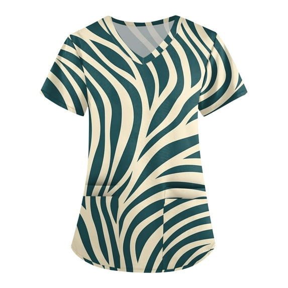 Black Scrubs Women,Floral Print Medical Tops - Moisture-Wicking V-Neck Scrub Top with Cargo Pockets - Sky Blue - XXXL