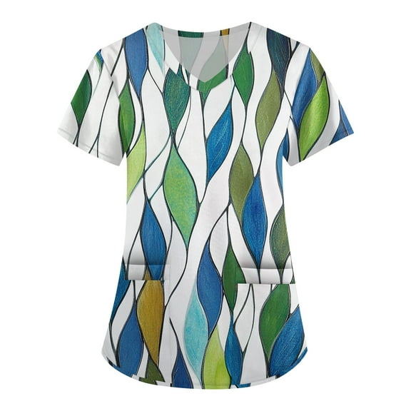 Black Scrubs Women,Women's Floral Printed Scrub Tops - V-Neck Stretch Fabric with Utility Pockets - Sky Blue - XL