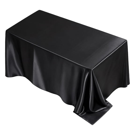 Black Seamless Satin Tablecloth, Smooth Silky Table Cover, Wrinkle Resistant Rectangle Table Cloth for Wedding Banquet Party Dining Table Decor, Multiple Colors Available,57*84In