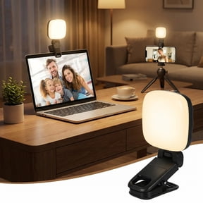 Black Seashell Mini Clip-On LED Fill Light – Rechargeable Selfie Light for Meetings, Video Calls & Streaming