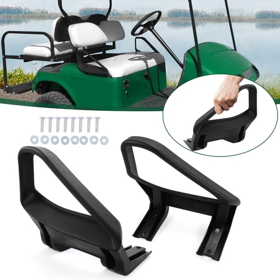 Black Seat Handles Arm Rest Hip Restraints for EZGO TXT Golf Cart 1994-Up - Driver & Passenger Side Support Handles with Easy Bolt-On Installation Hardware