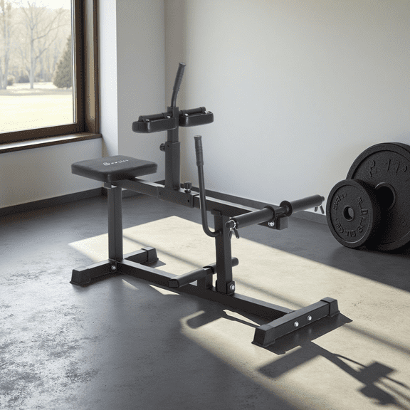 Black Seated Calf Machine  Dual Olympic Weight Posts, 440lbs Capacity, Adjustable for Home Gym