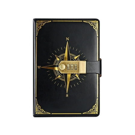 A5 Classic Password Diary Personalized Lockable Password Notebook Compasses Pattern Password Notebook Student Stationery Notebook