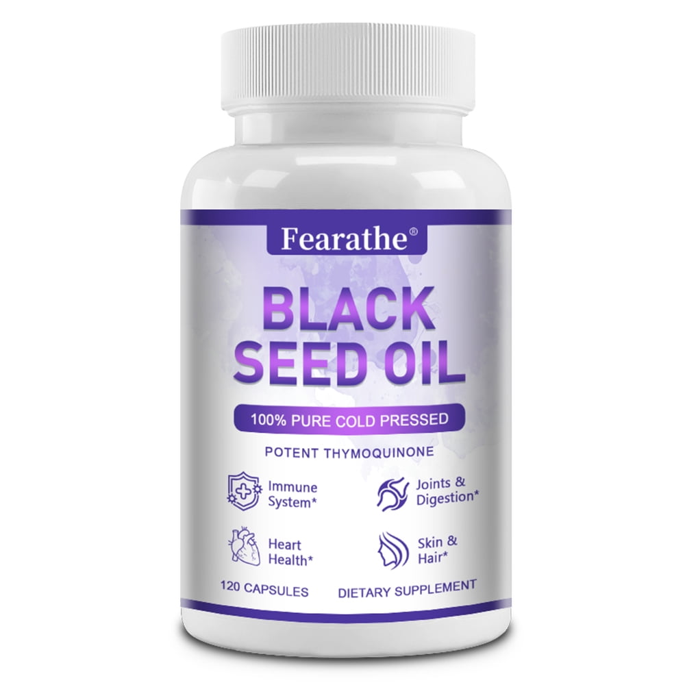 Black Seed Oil - 100% Pure Cold Pressed - Support Immune System, Heart, Joint, Digestive Health - 120 Capsules